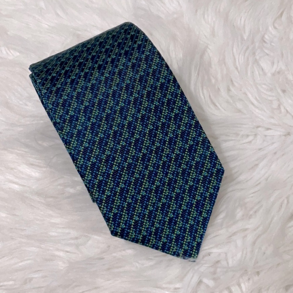 MISSONI Blue and Green Geometric Silk Tie